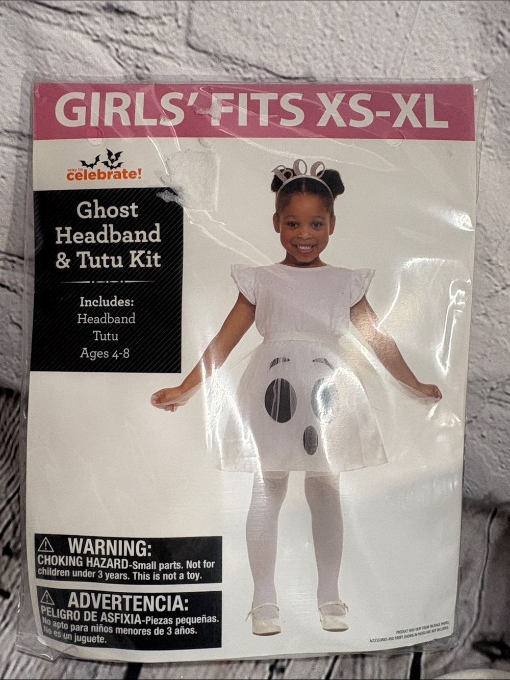 Celebrate It Girls' White Ghost Headband & Tutu Kit